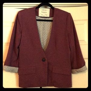 2-toned Maroon/grey blazer from Anthropologie.